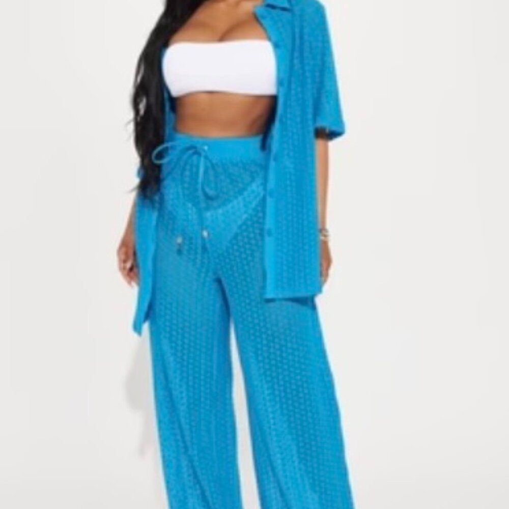 Abby Swim Cover Up Pants - Blue Size: M